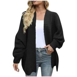 Strickjacke Damen Elegant Einfarbig Jacke Open Front Übergangsjacke Lange Cardigan Langarm Strickmantel Locker Herbstjacke Leichte Longstrickjacke Herbst Winter Grobstrickjacke Mantel Strickcardigan von NZYIHAO