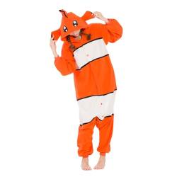 NaVarch Adult Animal Pyjamas Onesie Cosplay Costume for Party, Damen Herren Karneval Halloween Jumpsuit Homewear Clownfisch, S von NaVarch