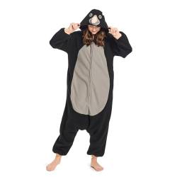 NaVarch Adult Onesie Pajamas, Unisex Tiere Cosplay Animal One Piece Halloween Erwachsene Karneval Einteiler Kostüm Damen Herren Maulwurf, M von NaVarch