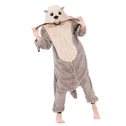 NaVarch Faschingskostüme Tiere Onesie Weihnachten Halloween Onesie Cosplay Jumpsuit Overall Nachtwäsche Damen Herren Seeotter, L von NaVarch