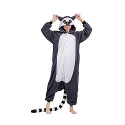 NaVarch Karneval Kostüm Pyjamas Tier Onesie Cosplay Jumpsuit Damen Herren Faschingskostüme Nachtwäsche Halloween Kostüm Lemuren Katta von NaVarch