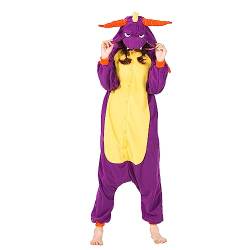 NaVarch Karneval Kostüm Pyjamas Tier Onesie Cosplay Jumpsuit Damen Herren Faschingskostüme Nachtwäsche Halloween Kostüm Lila Jadedrache von NaVarch