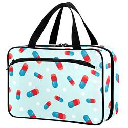 Naanle Erste-Hilfe-Tasche, Rot und Blau, leer, mittelgroß, Medizin-Aufbewahrungstasche, Notfallbehandlung, medizinische Taschen, Reise-Medizinbeutel, Pillenflasche, Organizer für Vitamin-Nahrungsergänzungsmittel von Naanle