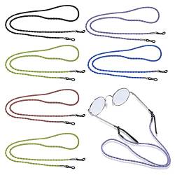 Naapesi 5 Stück Brillenkette Sonnenbrille, 5 Farben Rutschfest Brillenband-Kette, Brillenband aus Leder, Universal Brillenbänder Brillenkette Einstellbarer Brille Cord für Damen und Herren von Naapesi