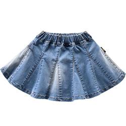 NABER Kinder Mädchen Casual Elastische Taille Plissee Große A-Linie Denim Röcke Blau Jeans Röcke Alter 4-11, blau, 10-11 Jahre von Naber