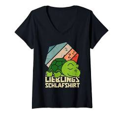 Damen Nachthemd Lieblings Schlafshirt Pajama Schlafen Schildkröte T-Shirt mit V-Ausschnitt von Nachteule Schlafen Tier Schlafshirt Geschenkidee