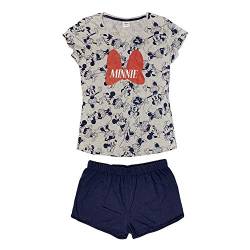 Kurzer Schlafanzug für Damen, Disney Minnie Maus, T-Shirt und Shorts aus Baumwolle 3985, Blau Large von Nada Home