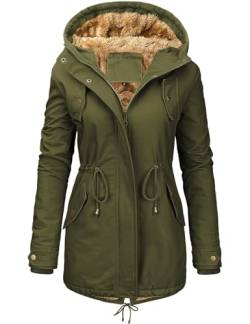 Nadeer Damen Jacke Winter Lang Warm Gefüttert Winterparka Funktionsjacke Steppjacke Wintermantel Langarm Hoodie Kapuzenpullover von Nadeer