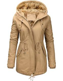 Nadeer Damen Jacke Winter Lang Warm Gefüttert Winterparka Funktionsjacke Steppjacke Wintermantel Langarm Hoodie Kapuzenpullover von Nadeer