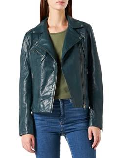 Naf Naf Damen Lederjacke Leder, grün, 34 von Naf Naf