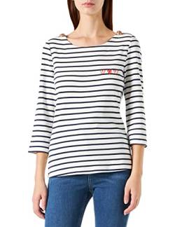 Naf Naf Damen Oandrea T-Shirt, Ecru/Marineblau, XS von Naf Naf