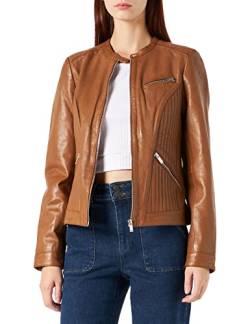 Naf Naf Damen Veste en Cuir Leder, Cognac, 36 von Naf Naf