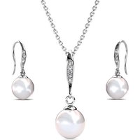 Nagel Jewellery Anhänger Set Victoria Peak Glamour Pearl (Set, inkl. Schmuckbox), Schmuckstück für Damen mit 750er Weißgold vergoldet, di Kette besteht aus reinem Silber von Nagel Jewellery