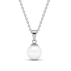 Silber Anhänger Pure Pearl | 925 Sterling Silber | Vergoldet mit 18K Weißgold | Kette 40 + 5 cm | Mit Perle von Nagel Jewellery