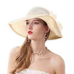 Naimo Damen Kirche Kentucky Derby Fascinator Hut Elegante Blumen Organza Breite Krempe British Tea Party Hochzeit Sonnenhut von Naimo