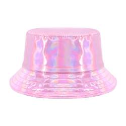 Naimo Reflektierende Fischerhüte Laser Hologramm Metallisch PU Leder Eimer Hut Wasserdicht Bucket Hat Sommer Strand Reise Sonnenhut von Naimo