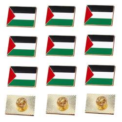12 -pcs palästinensische Flaggennadel Rechteckige Palästina -Abzeichen Elektroplierte Legierung 0,98x0.71in Flaggennadel für Parade -Partykleidung von Naisicatar