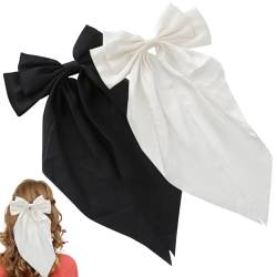 2pcs große Bogenhaarklammern Velvet Satin Ribbon Bogen Haarnadeln Einfaches Haarverschluss Accessoires für Partyhaare (schwarz+weiß) von Naisicatar