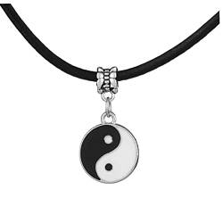 Naisicatar Yin und Yang Anhänger, Unisex Halskette Leder Black Yin-Yang Tai Chi Anhänger Schmuck Geschenkartikel von Naisicatar