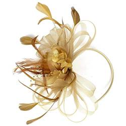Senf -Faszinator, Brauthaarzubehör Frauen Mesh Ribbon Faszinator Hut Kontrast Farbe Hochzeit Stirnband Gold von Naisicatar