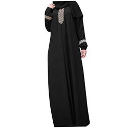 Naisidier Damen Kleid muslimisches Gebet Abaya islamische Robe Maxi afrikanischer Kaftan Türkei Islam Dubai Türkei Kleid in voller Länge mit Hijab, XL, Schwarzer Xl von Naisidier