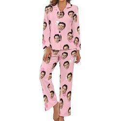 Benutzerdefinierte Frauen Pyjama Set mit Foto Gesicht Personalisierte Foto PJs für Frauen Sets Personalisiert Loungewear Anpassen Damen Nachtwäsche Schlafbekleidung Lounge Wear Sets Größe - L von Naispanda