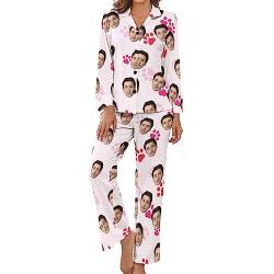 Benutzerdefinierte Frauen Pyjama Set mit Foto Gesicht Personalisierte Foto PJs für Frauen Sets Personalisiert Loungewear Anpassen Damen Nachtwäsche Schlafbekleidung Lounge Wear Sets Größe - L von Naispanda