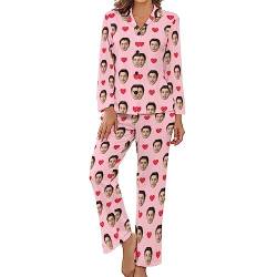 Benutzerdefinierte Frauen Pyjama Set mit Foto Gesicht Personalisierte Foto PJs für Frauen Sets Personalisiert Loungewear Anpassen Damen Nachtwäsche Schlafbekleidung Lounge Wear Sets Größe - L von Naispanda