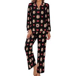 Benutzerdefinierte Frauen Pyjama Set mit Foto Gesicht Personalisierte Foto PJs für Frauen Sets Personalisiert Loungewear Anpassen Damen Nachtwäsche Schlafbekleidung Lounge Wear Sets Größe - M von Naispanda