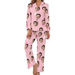 Benutzerdefinierte Frauen Pyjama Set mit Foto Gesicht Personalisierte Foto PJs für Frauen Sets Personalisiert Loungewear Anpassen Damen Nachtwäsche Schlafbekleidung Lounge Wear Sets Größe - M von Naispanda