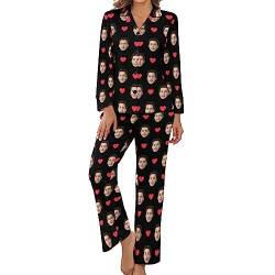 Benutzerdefinierte Frauen Pyjama Set mit Foto Gesicht Personalisierte Foto PJs für Frauen Sets Personalisiert Loungewear Anpassen Damen Nachtwäsche Schlafbekleidung Lounge Wear Sets Größe - XL von Naispanda