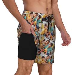 Naispanda Benutzerdefinierte Badehose für Herren mit Kompression Liner, Personalisiert Schnelltrocknend Badeshorts mit Foto Gesicht,Männer Elastisch Trainingsshorts Verstellbar Tunnelzug von Naispanda