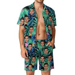 Naispanda Benutzerdefinierte Herren Strandanzug mit Foto Gesicht Hawaii-Hemd und Shorts Set Personalisierte Casual Sommer Strand Hawaii-Hemd Set Herren Trainingsanzüge Swim Shorts & Trunks Größe - M von Naispanda