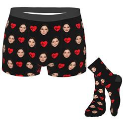 Naispanda Benutzerdefiniertes Gesicht Männer Boxershorts Socken, Personalisierte Gesicht Boxershorts für Männer Freund mit lustiger Foto-Unterhose für Geschenke zum Valentinstag, Weihnachten von Naispanda