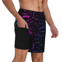 Naispanda Herren Badehose Personalisiert mit Namen mit Kompression Liner 2 in 1 Atmungsaktiv Badeshorts Männer Elastisch Trainingsshorts Verstellbar Tunnelzug mit Reißverschlusstaschen von Naispanda