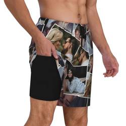 Naispanda Herren Badehose Personalisiert mit Namen mit Kompression Liner 2 in 1 Atmungsaktiv Badeshorts Männer Elastisch Trainingsshorts Verstellbar Tunnelzug mit Reißverschlusstaschen von Naispanda