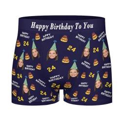 Naispanda Personalisiert Herren Boxershorts Unterhosen mit Gesicht Bedrucken, Personalisierte Unterhose Herren Geschenk für Ehemann Weihnachten Valentinstag, L von Naispanda