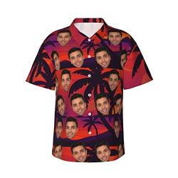 Naispanda Personalisiert Herren Hawaiihemd mit Gesicht Foto, Hawaii Hemden Personalisiertes für Männer, Personalisierte Foto Hemden mit kurzen Ärmeln, Button Down Hemden im Hawaii-Stil für Männer von Naispanda