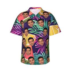 Naispanda Personalisiert Herren Hawaiihemd mit Gesicht Foto, Hawaii Hemden Personalisiertes für Männer, Personalisierte Foto Hemden mit kurzen Ärmeln, Button Down Hemden im Hawaii-Stil für Männer von Naispanda