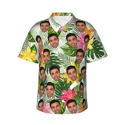 Naispanda Personalisiert Herren Hawaiihemd mit Gesicht Foto, Hawaii Hemden Personalisiertes für Männer, Personalisierte Foto Hemden mit kurzen Ärmeln, Button Down Hemden im Hawaii-Stil für Männer von Naispanda