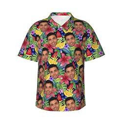 Naispanda Personalisiert Herren Hawaiihemd mit Gesicht Foto, Hawaii Hemden Personalisiertes für Männer, Personalisierte Foto Hemden mit kurzen Ärmeln, Button Down Hemden im Hawaii-Stil für Männer von Naispanda