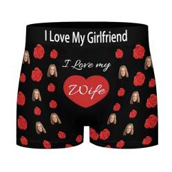 Naispanda Personalisiert Unterhose Männer Boxershorts Unterhose mit Gesicht Foto Bedrucken, Personalisierte Unterhose Herren Geschenk für Ehemann Weihnachten Valentinstag, L von Naispanda