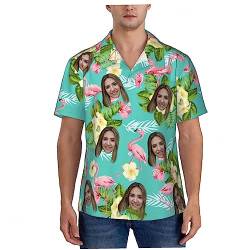 Naispanda Personalisierte Gesichts-Hawaii-Hemden, personalisierte Tropische Blumen-Hawaii-Hemden mit Foto, personalisierte lässige Hawaii-Hemden für Männer, Freund, Ehemann, Vater von Naispanda