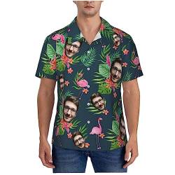 Naispanda Personalisierte Gesichts-Hawaii-Hemden, personalisierte Tropische Blumen-Hawaii-Hemden mit Foto, personalisierte lässige Hawaii-Hemden für Männer, Freund, Ehemann, Vater von Naispanda