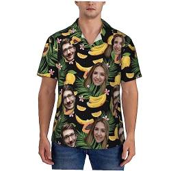 Naispanda Personalisierte Gesichts-Hawaii-Hemden, personalisierte Tropische Blumen-Hawaii-Hemden mit Foto, personalisierte lässige Hawaii-Hemden für Männer, Freund, Ehemann, Vater von Naispanda