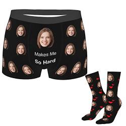 Naispanda Personalisierte Herren Boxershorts mit Foto Gesicht Personalisierte Foto Gesicht Socken 16", Individuelle Unterwäsche Unterhosen Lustige Geschenke für Männer Ehemann Boyfriend Vatertag von Naispanda