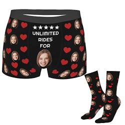 Naispanda Personalisierte Herren Boxershorts mit Foto Gesicht Personalisierte Foto Gesicht Socken 16", Personalisierte Unterwäsche Unterhosen Lustige Geschenke für Männer Ehemann Freund Vatertag von Naispanda