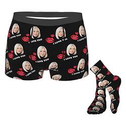 Naispanda Personalisierte Herrenunterwäsche, Boxershorts, Socken mit Gesichtern darauf, individuelle romantische Geschenke für Freund und Ehemann von Naispanda