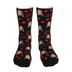 Naispanda Personalisierte Socken für Männer Frauen, individuelle Gesicht Foto Socken, individuelle lustige Neuheit Socken mit Foto und Text, personalisiertes Geschenk für Frauen Männer Paar, 40cm von Naispanda