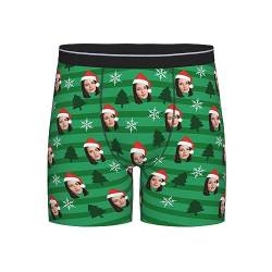 Naispanda Personalisierte Weihnachten Foto Lange Bein Boxershorts für Männer Anpassen Herren Boxershorts mit Foto Gesicht anpassbar Trunks längeres Bein Herren Boxershorts Unterhosen Größe - XL von Naispanda